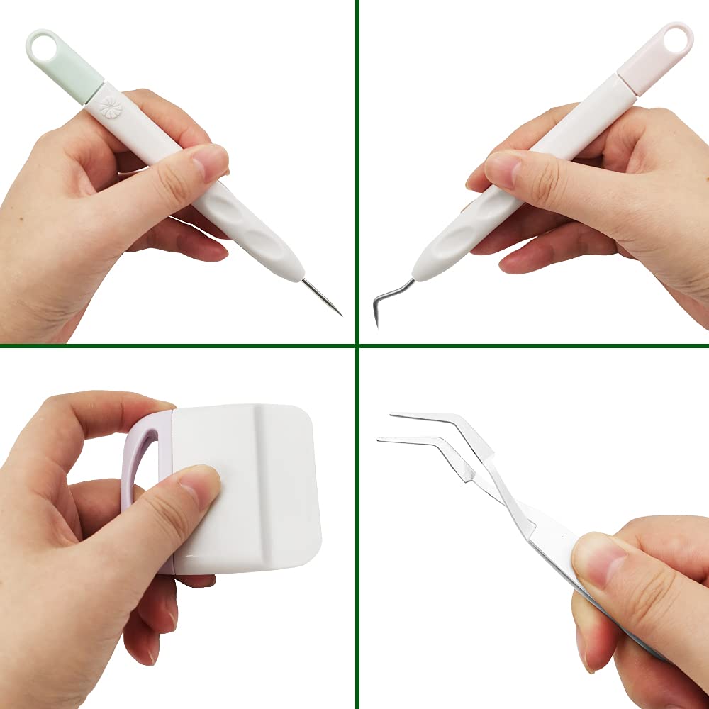 Weeding Tools for Vinyl, FineGood 8 PCS Weeding Tool Set Basic Craft Removal Kits Scissors Scraper Spatula Tweezers for Die Cut Cardstock Scrapbooking