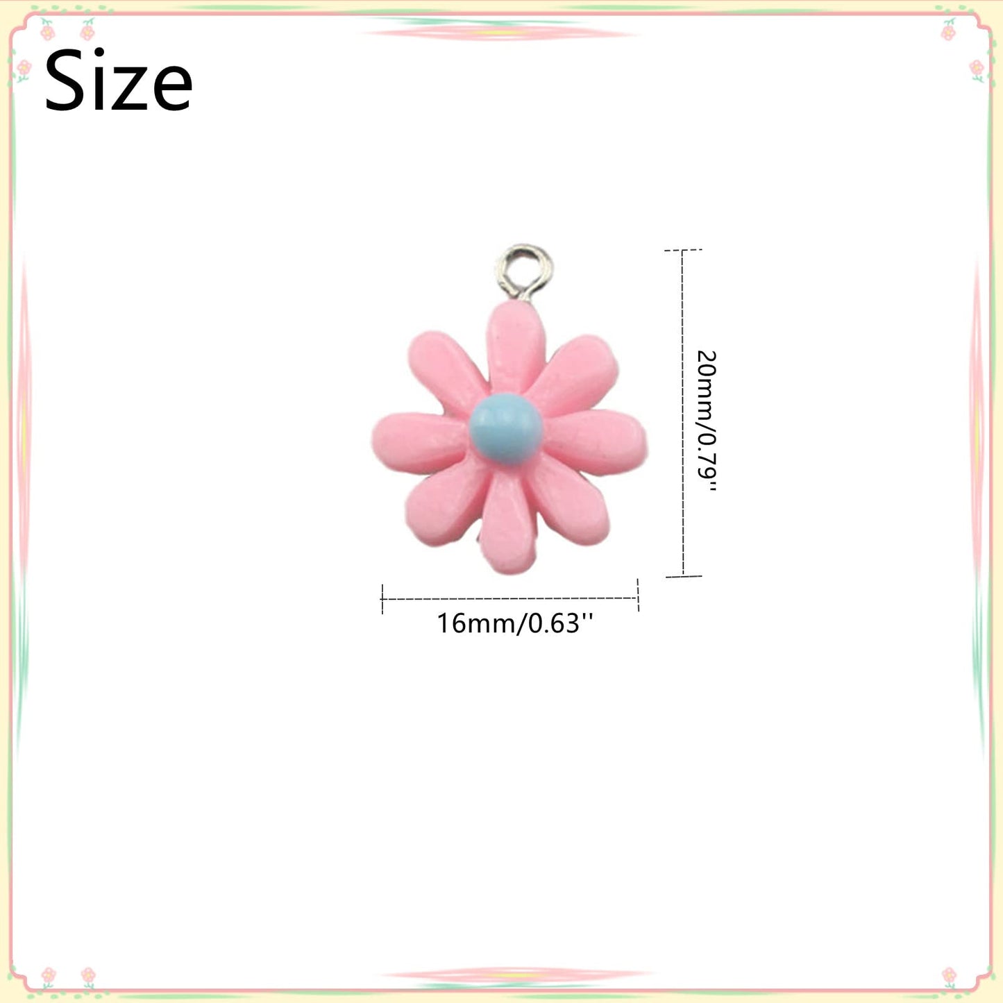 Fundiyoug 30Pcs Daisy Flower Pendant Charms Colorful Resin Jewelry Making Ornament DIY Pendant Making Charm for Bracelet Necklace Earrings Keychain Craft