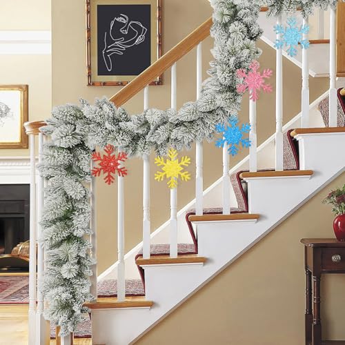 Wooden Christmas Snowflake Ornaments to Paint Christmas Winter Decoration Cutouts Unfinished 24PCS 3.5 inches, DIY Blank Unfinished Christmas Tree Ornament for Home Snowflakes Crafts Hanging