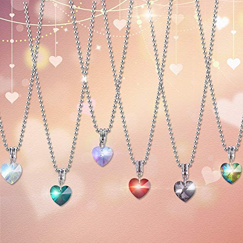 PH PandaHall 6 Colors Heart Glass Charms 30pcs Faceted Heart Pendants Valentine Charms Crystal Dangle Charms with Bail Hanger Large Hole Beads for Wedding Mother Necklace Bracelets Making, Hole: 5mm