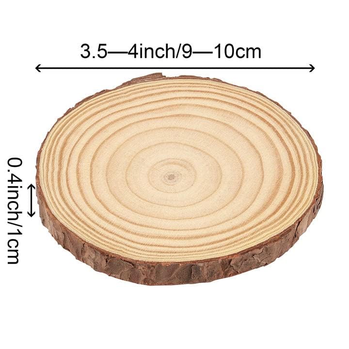 ZEONHEI 30 Pcs 3.5-4 Inches Natural Wood Slices, Unfinished Wood Slices Bulk for Crafts Wood Kit Circles Crafts Tree Slice with Bark for DIY Crafts Christmas Ornaments Coasters (Without Hole)