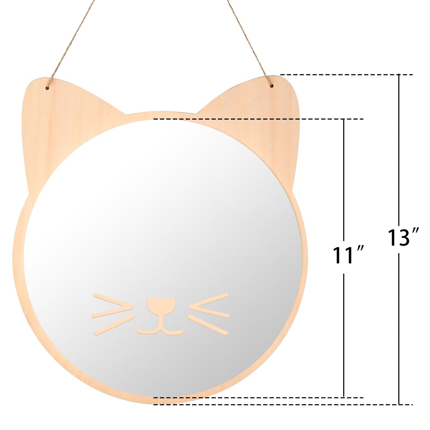 iCAGY Plastic Kids Mirror for Wall - Kids Safety, Hanging, Acrylic, Non-Glass and Unbreakable - Cat Decoration Mirror for Kid's Playroom 11"