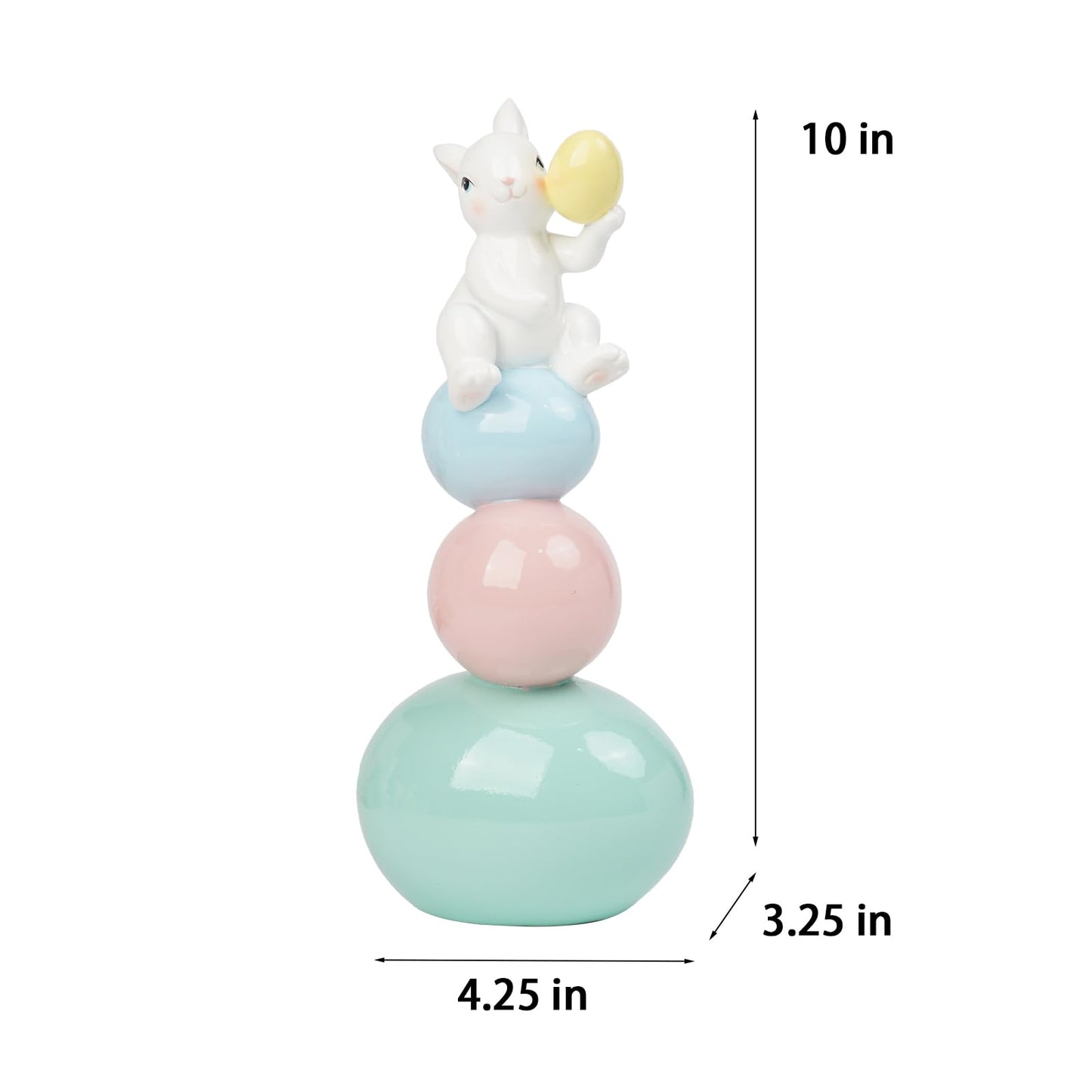 Easter-Decorations - Cute Bunny Decor - Rabbit Figurine - Table Centerpiece - Spring Rabbit Sitting Egg Tower Figure Bunny Sulpture for Indoor Home Farmhouse Decor 4.25*3.25*10 in Newman House Studio