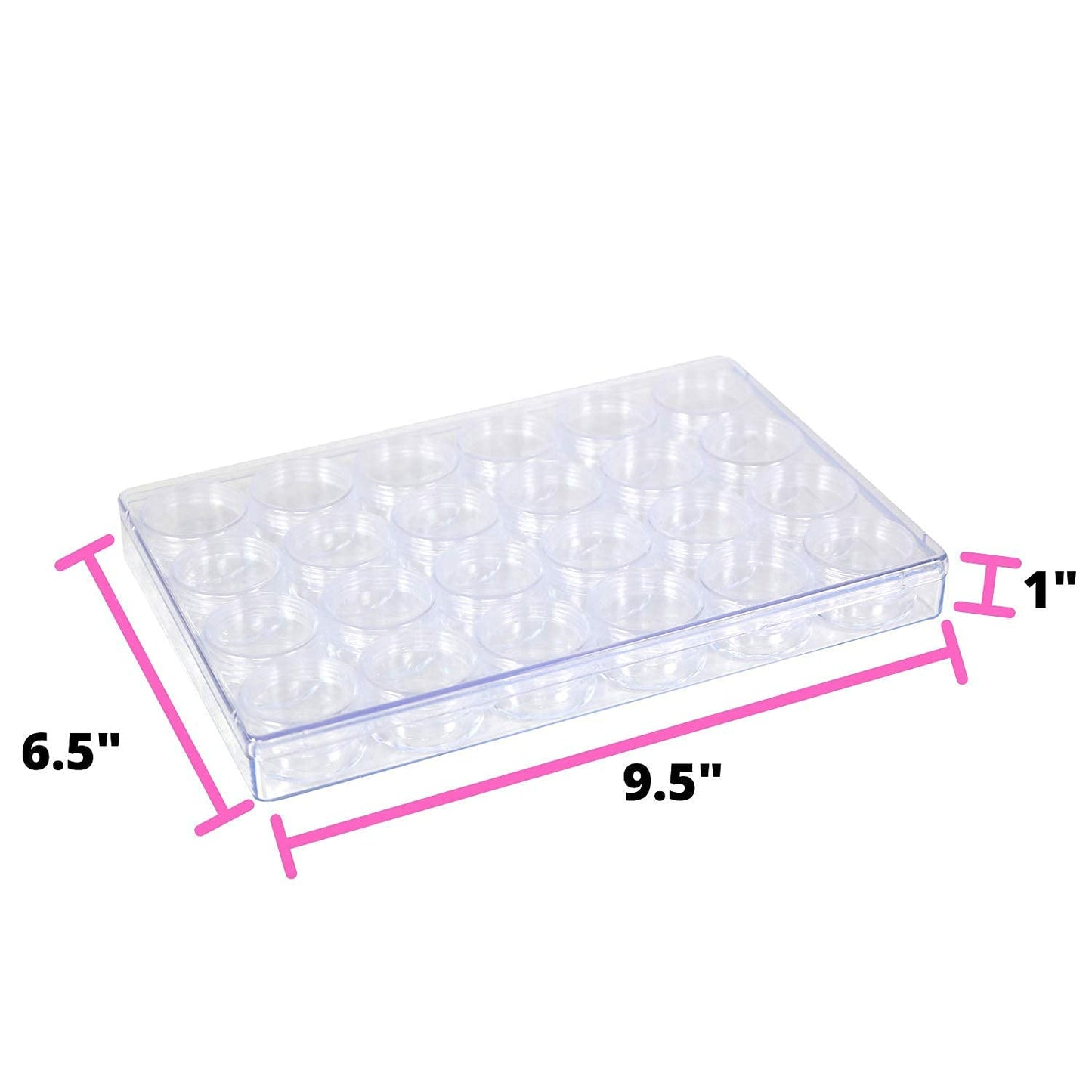 Everything Mary Large Plastic Bead Storage Organizer Box, 24 Jars - Container for Beads & Supplies - Organizers for Craft, Art, & Painting - Plastic Container Case For Organization