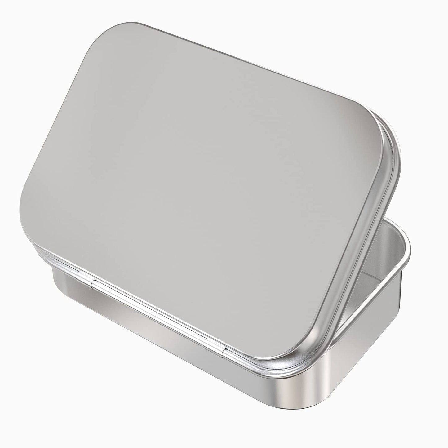 Hulless 6 Pcs Metal Hinged Tin Box Container Mini Portable Small Storage Container Kit with Lid for Home Storage 3.7x2.3x0.8 Inch, Silver