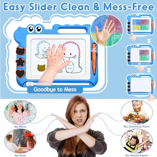 AiTuiTui Magnetic Drawing Board Toddler Toys Gift for 2 3 Year Old Girls Boys, Sketch Writing Doodle Pad Age 2-4 Travel Games, Educational Learning Kids Toys for Toddlers Birthday (Blue)