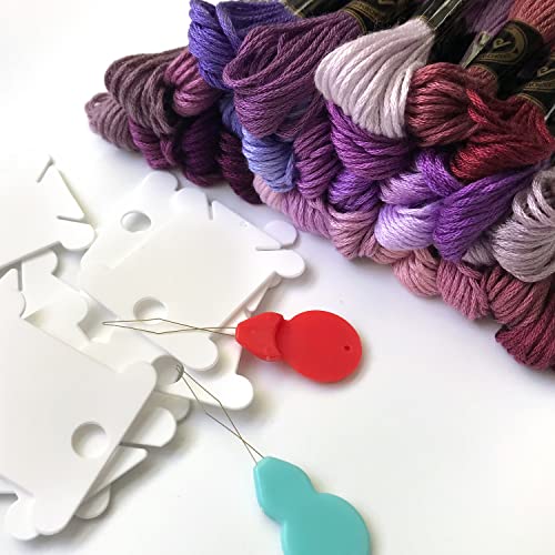 levylisa Embroidery Floss 30 Skeins Cross Stitch Threads Friendship Bracelets Floss with 10 Pcs Floss Bobbins and 2 Pcs Needle Threader (Purple)
