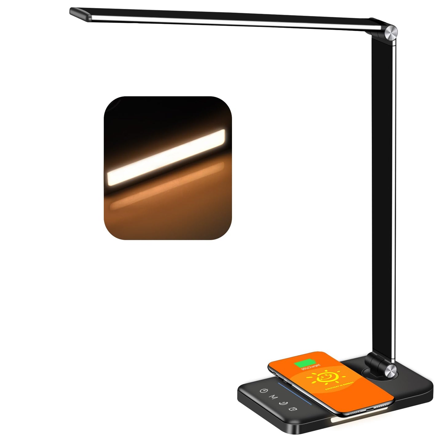 AFROG 8-in-1 LED Desk Lamp with 10W Fast Wireless Charger,USB Charging Port,Desk Lamps for Home Office,5 Color Mode 7 Brightness Desk Light Night Light,40Min Timer, Reading Table Lamp for Bedroom