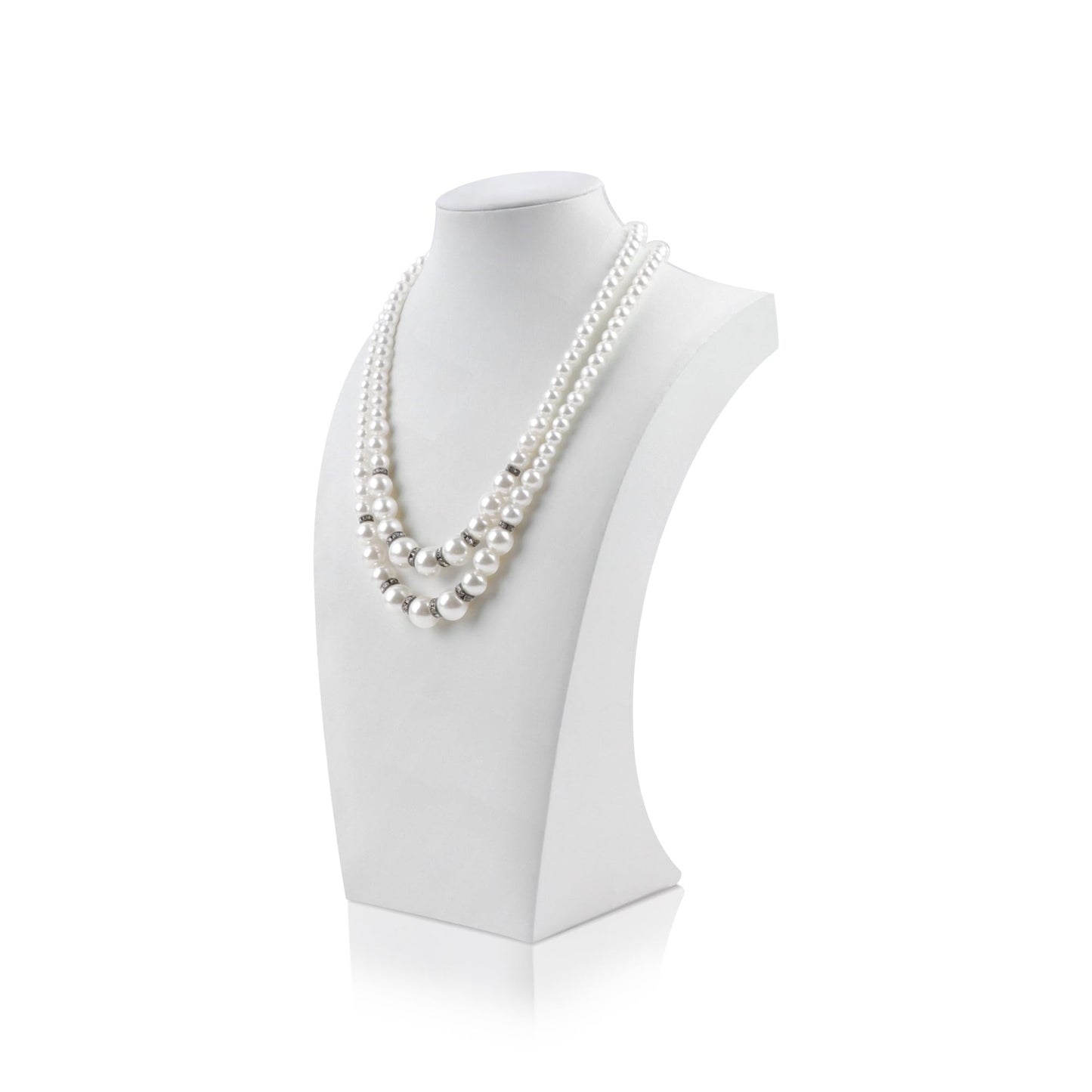 Homeanda Necklace Display Bust - PU Leather Jewelry Bust Stand for Photography, Boutique Display, and Home Organisation(White-9.8"x5.7")