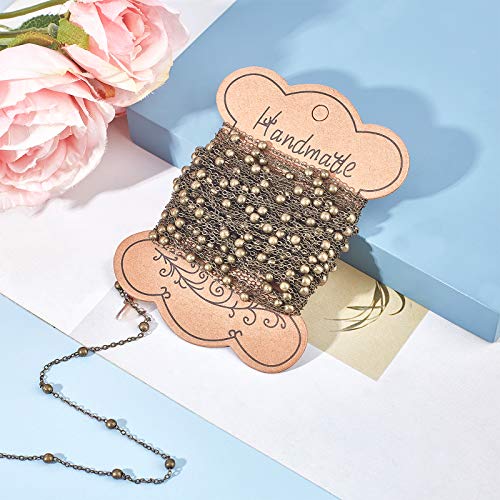 arricraft 10m/32.80 Feet Antique Bronze Chains, Brass Cable Chains with 3mm Balls, 1 Roll Chains for Necklace Jewelry Accessories DIY Making