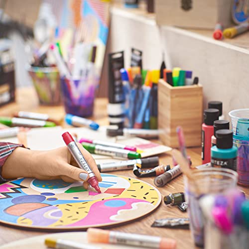 ARTEZA MDF Wood Slices, Set of 10, 5 x 11.8-Inch Circles and 5 x 9.05-Inch Squares, Unfinished Wooden Pieces for DIY Craft and Art Projects