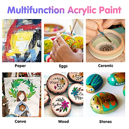 TBC The Best Crafts Acrylic Paint Set, 24 Vibrant Colors(12ml/0.4oz Tubes) Basic and Metallic Acrylic Paints for Artists, Ideal Acrylic Art Set for Canvas, Wood