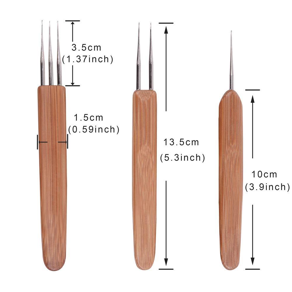 3 Pcs/Set Dreadlock Crochet Hook for Hair Dreadlock Needle Tool for Braid Craft Dread Locks Crochet Needles 0.75mm (1 Hook 2 Hooks 3 Hooks)