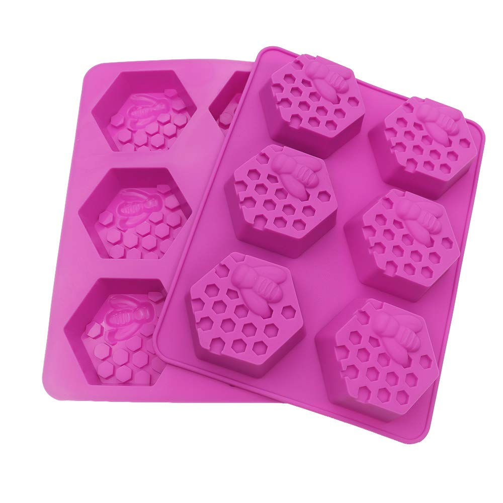 SAKOLLA 2 Pack Honeycomb Soap Molds, Honey Silicone Molds for Handmade Soap, Lotion Bars, Wax Melts, Beeswax