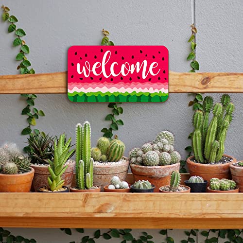 2 Pieces Watermelon Hanging Sign Summer Watermelon Hanging Door Sign Decor for Happy Summer Front Door Wreath Home Wall Decor with Rope