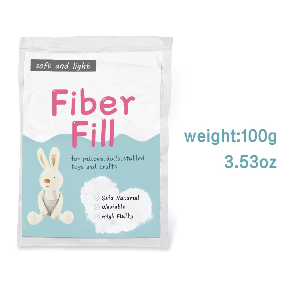 LOKUNN 100g/3.5oz Polyester Fiber Fill, Stuffing Pillow Filling Stuffing Cushion Filling, Batting High Resilience Fill Fiber, Stuffing for Stuffed Animals/DIY Crafts