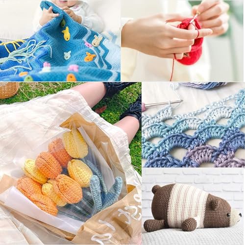 10Pcs Knitting Needles Crochet Hook - Multicolor Ergonomic Crochet Hooks Set - Rubber Handled Aluminum Crochet Hooks - Small Crochet Hooks Knitting Kit for Beginners Crochet Kit for Crocheting Yarn