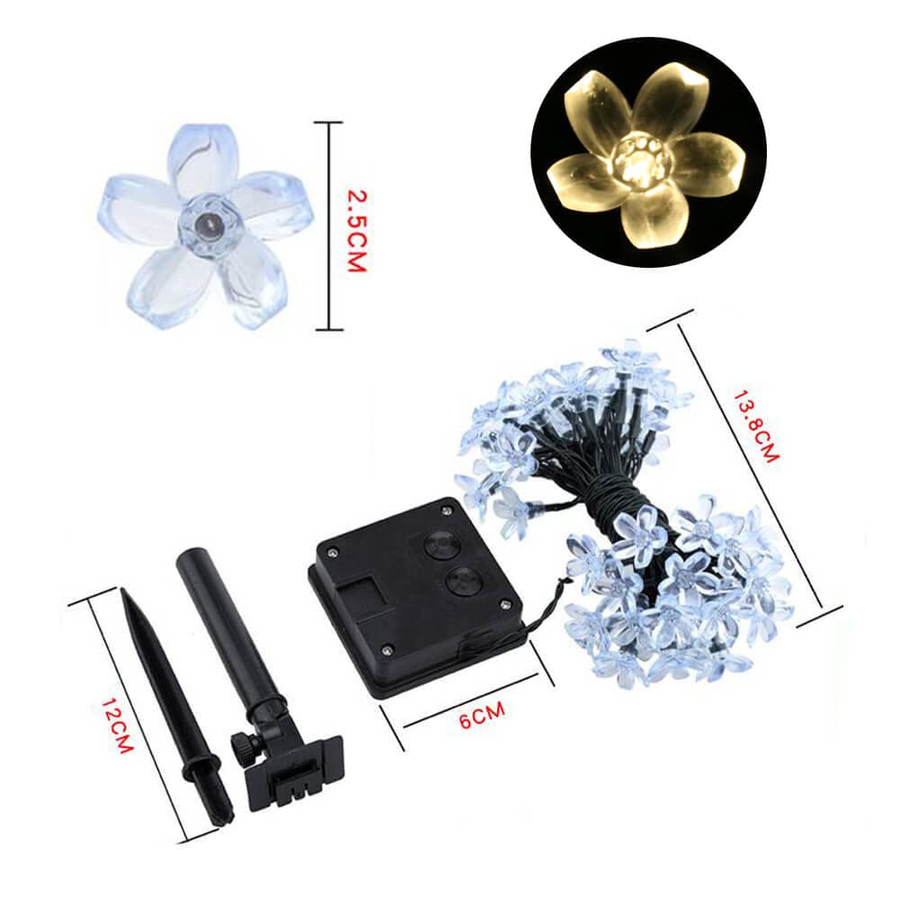 SEMILITS Outdoor Solar String Lights 50LED Flower Shaped Solar Fairy Lights for Christmas Garden Decoration Warm White