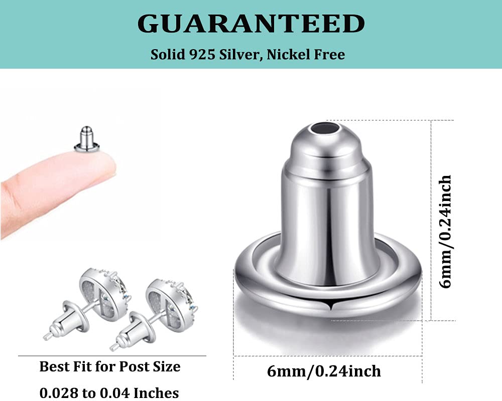 Catinee Locking Earring Backs for Studs, 14k Plated White Gold Earring Backs Secure, Hypoallergenic - 6pcs/3pair