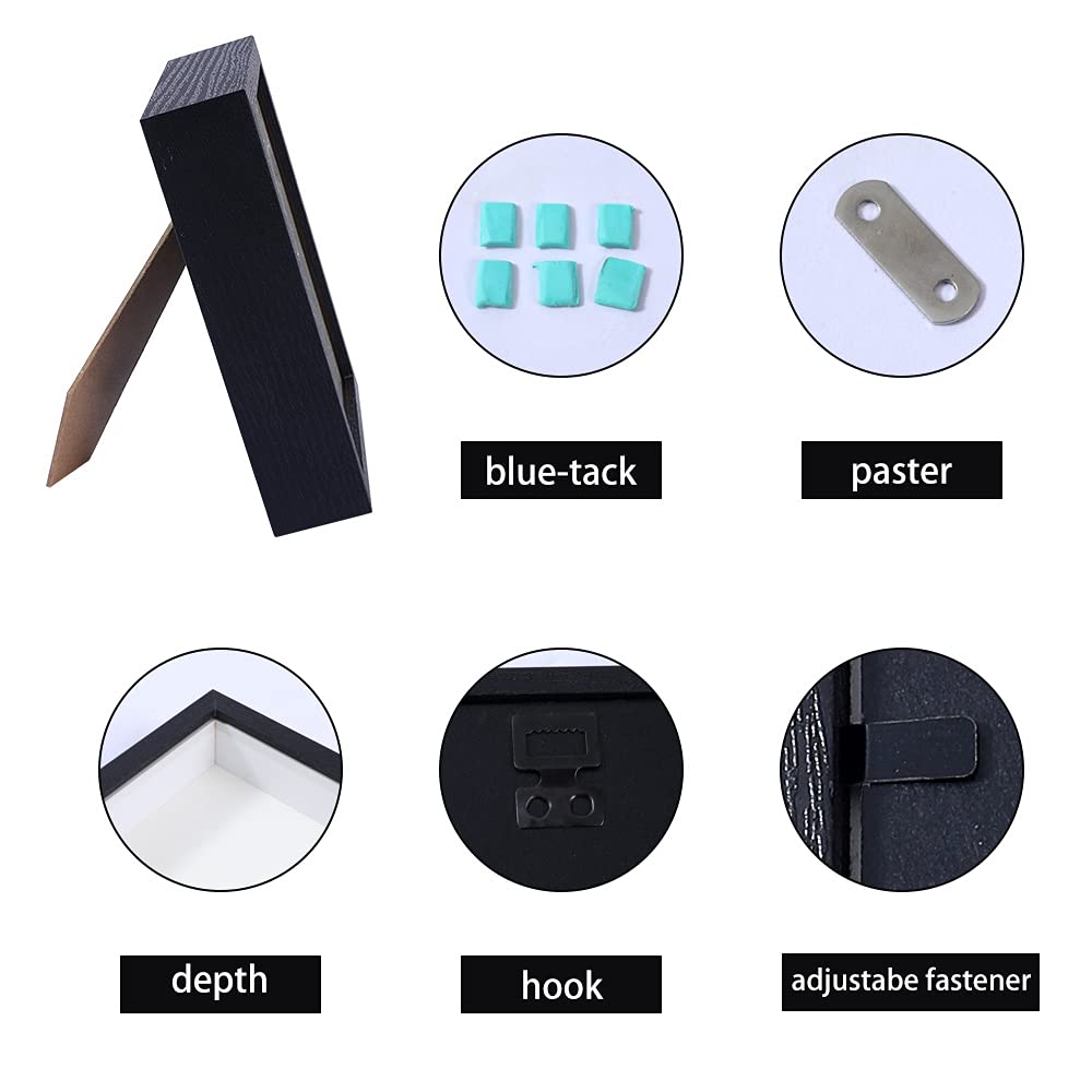 KAPIX Shadow Box 5x7 Picture Frame with Real Glass Deep Wood Memory Box Display case for Flowers,Ticket,Memorabilia,Keepsake,Medal,Art and Photos,Black