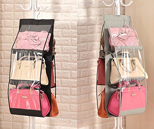 Geboor Hanging Handbag Organizer Dust-Proof Storage Holder Bag Wardrobe Closet for Purse Clutch with 6 Larger Pockets (
