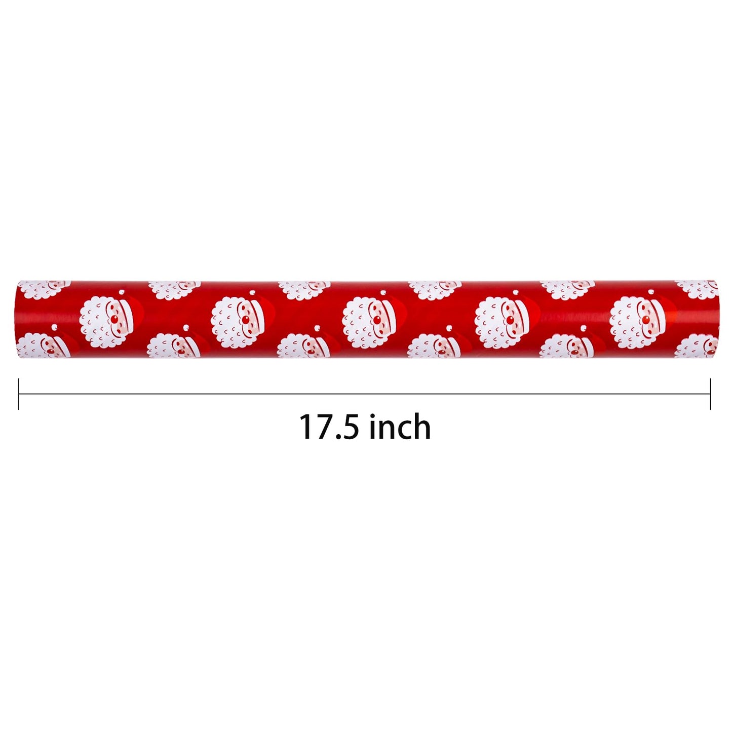 Reversible Wrapping Paper Roll - Mini Roll - Christmas Santa Claus and Stripe Pattern Great for Christmas, Party, Holiday - 17.5 Inches X 32.8 Feet