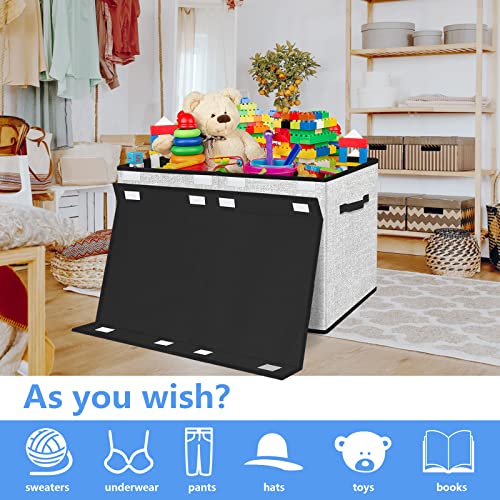 homyfort Large Toy Box Storage Chest for Girls Kids,Collapsible Toy Bin Organizer Basket with Lids for Blanket,Toys,Toddler,Nursery,Playroom (White)