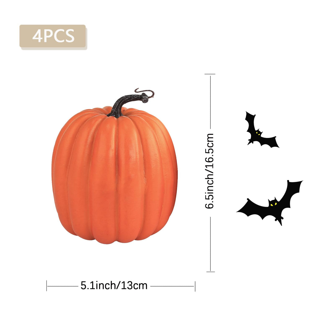 Artmag 6 Inch Large Artificial Pumpkins, 4PCS Big Orange Faux Foam Harvest Pumpkins for Fall Autumn Thanksgiving Seasonal Holiday Decor Decorations (Orange)