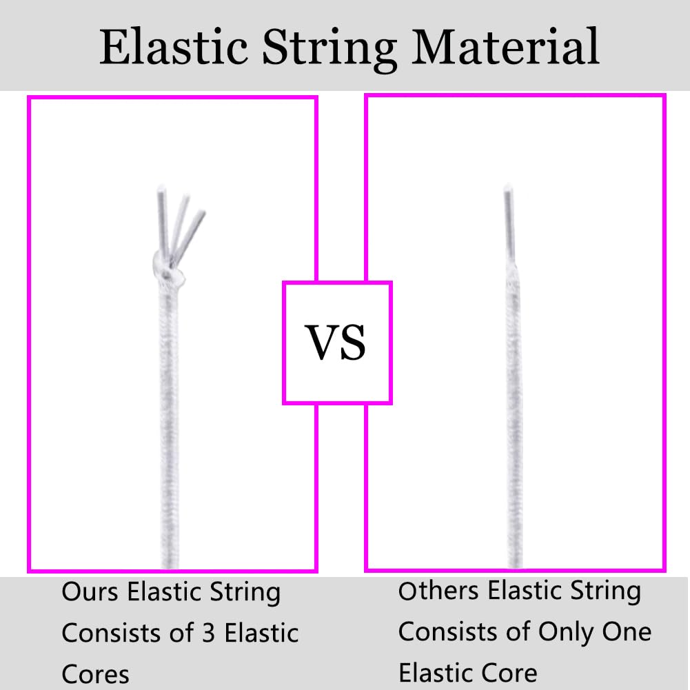 Stretchy String for Bracelets, 2 Rolls 1 mm Sturdy Elastic String Elastic Cord for Jewelry Making, Necklaces, Beading (White)