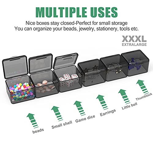 DOHIMGIO 30 Packs Plastic Stackable Organizer Container with Lids, Mini Containers for Beads, Glitter, Slime, Paint or Seed Storage - Black (Black)