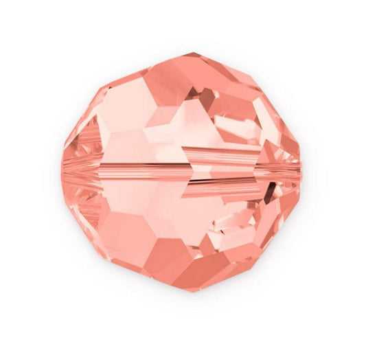 100pcs Adabele Austrian 4mm (0.16 Inch) Small Faceted Loose Round Crystal Beads Light Padparadscha Pink Compatible with 5000 Swarovski Crystals Preciosa SS2R-430