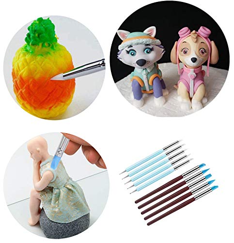 Silicone Clay Sculpting Tool - 10Pcs Modeling Dotting Tool for Pottery Craft, Rock, Nail, Blending, Drawing