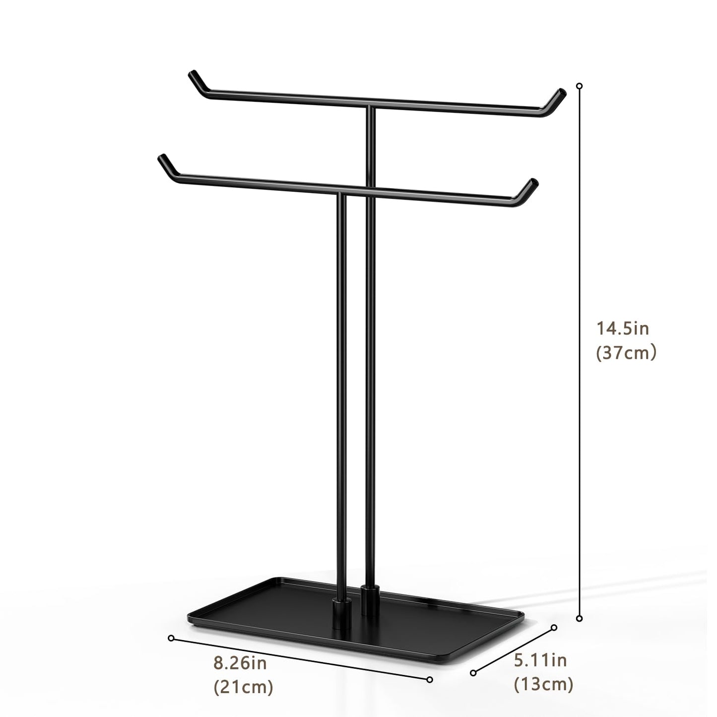 Bussdis Necklace Stand: Black Metal Necklace Organizer for Home Decor