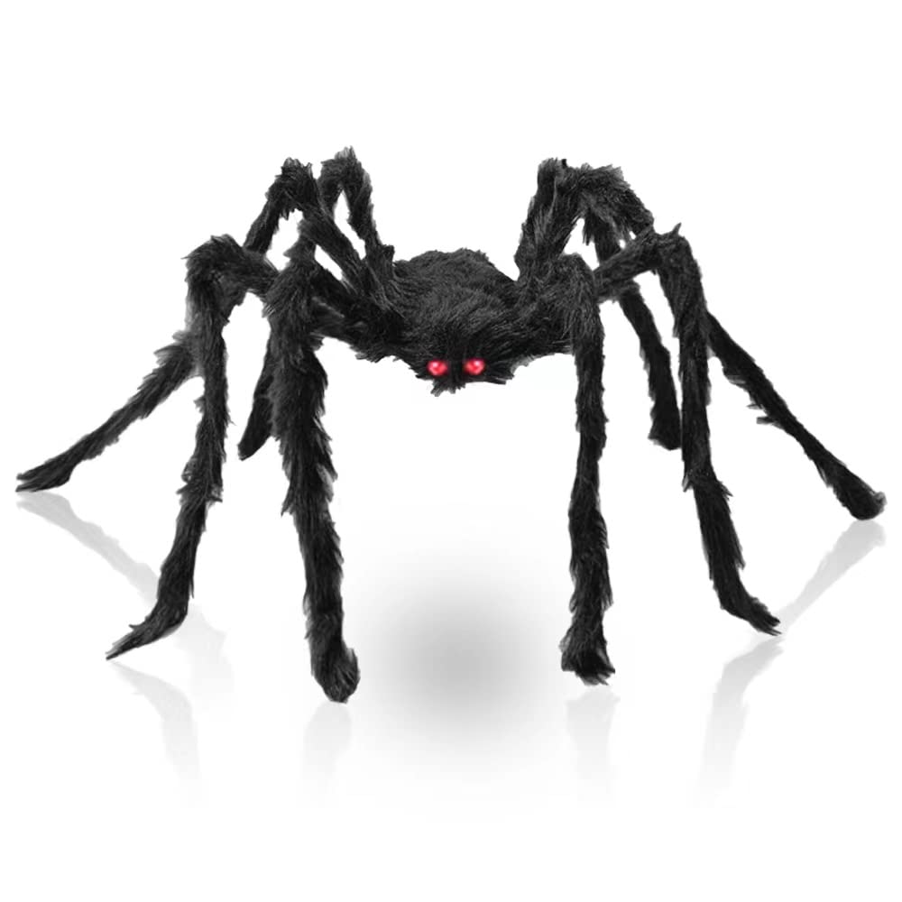 Halloween Giant Spider 4.9 Ft Black Soft Hairy Scary Spider for Halloween Outdoor Yard & Indoor Decoration