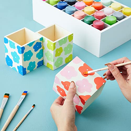 3 Pack Unfinished Wood Pencil Holder Cups for Office - Pen Accessories Organizer and Storage for Classroom Desk (3 in)