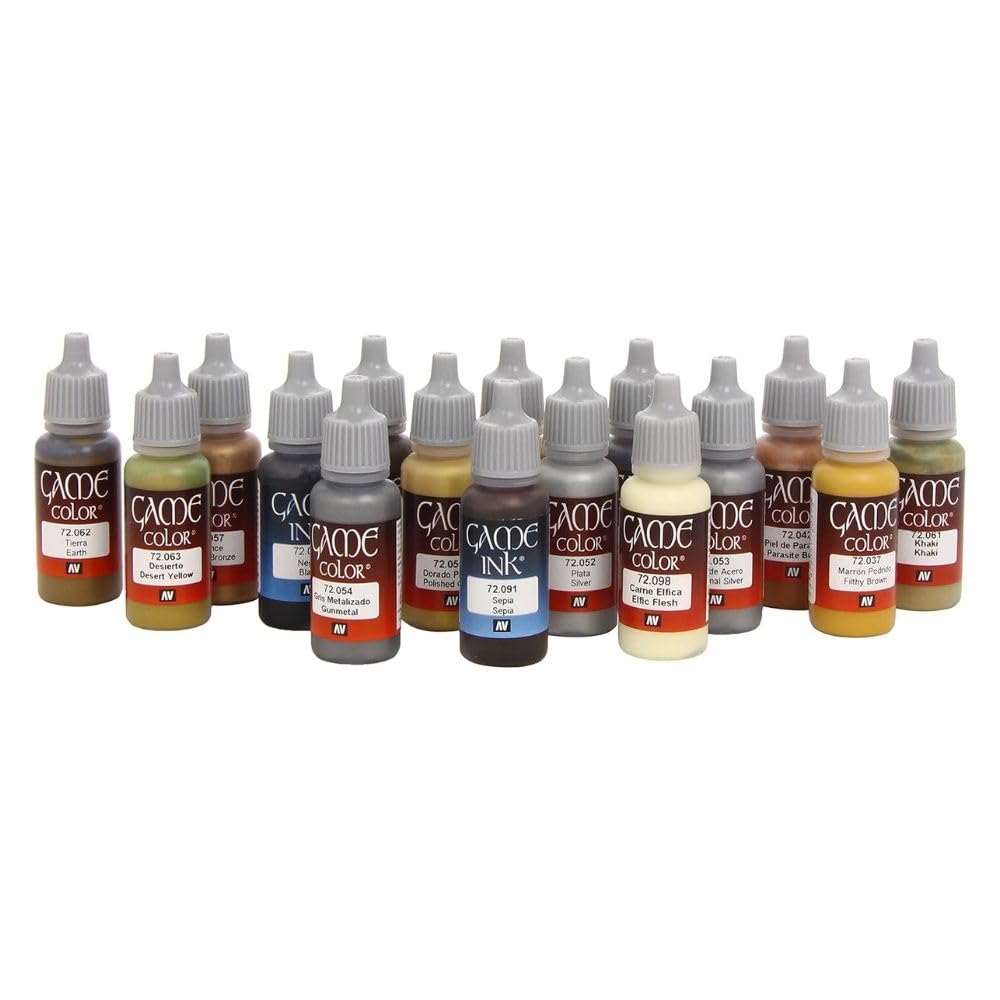 Game Color Leather and Metal Set | Set for Fantasy and Wargame Figures | 16 Bottles x 18 ml (0.60 fl.oz.)