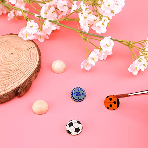 LUTER 300pcs 15mm Half Wooden Balls Unfinished Split Wood Balls Mini Half Natural Wooden Balls for DIY Projects Kids Arts and Craft Supplies
