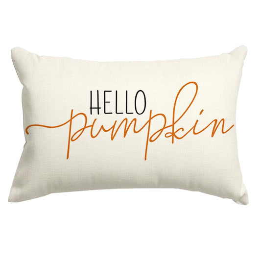 Fall Pillow Covers 12x20 Inch,Autumn Hello Pumpkin Pillows Decorative Throw Pillows,Lumbar Outdoor Thanksgiving Cushion Cover Farmhosue Fall Decor for Bedroom Couch Sofa White