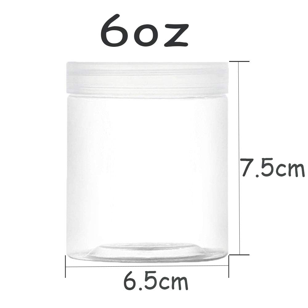 15 Pack 6oz Clear Plastic Jars Wide-mouth Storage Containers,Refillable Empty Containers for Dry Food,Dried Fruit,Seasoning and Honey Storage