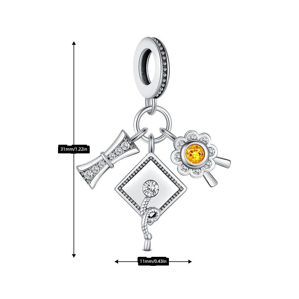 KEQ 2026 Graduation Cap Charms for Pandora Bracelets Necklace 925 Sterling Silver Bead for Daughter Granddaughter Graduation Pedant with 5A Cubic BBF Christmas Gift (Graduation)