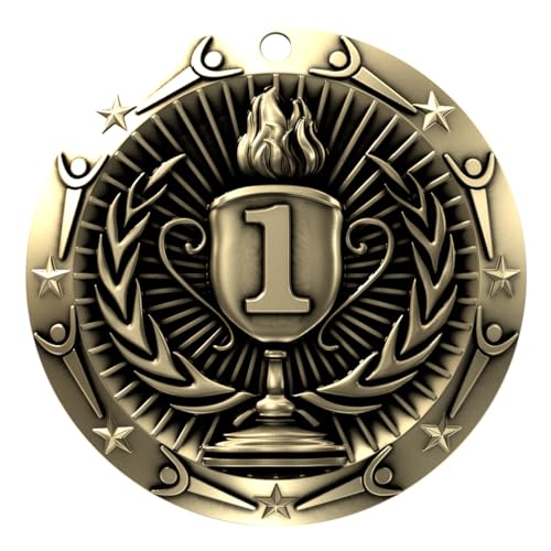 Decade Awards' 1st Place Gold Medal - Large Metal - Olympic Award Medals with Stars & Stripes American Flag V Neck Ribbon - Perfect for School Competitions, Kids, Students, Athletes & Scholars