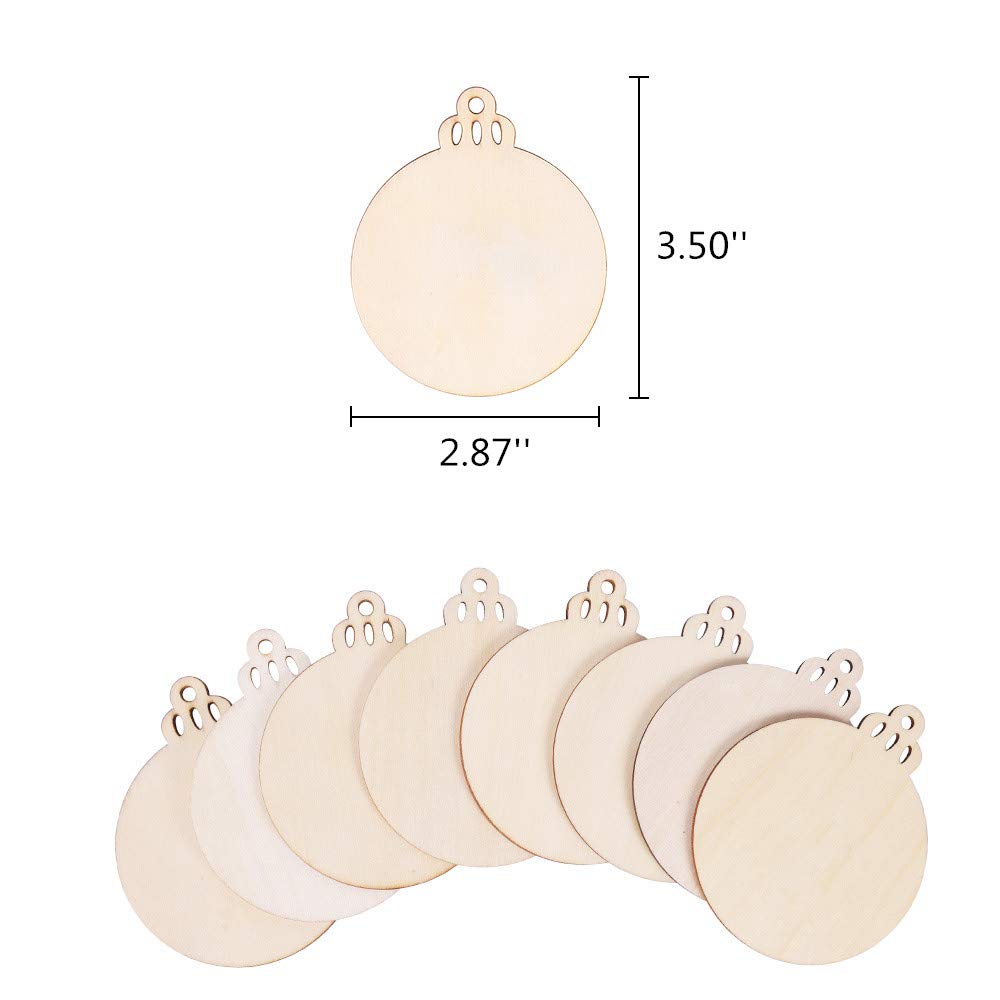 120Pcs Wood Slices 3.5" Wooden DIY Christmas Ornaments Unfinished Predrilled Wood Circles for Crafts Centerpieces Round Wooden Discs Hanging Decorations