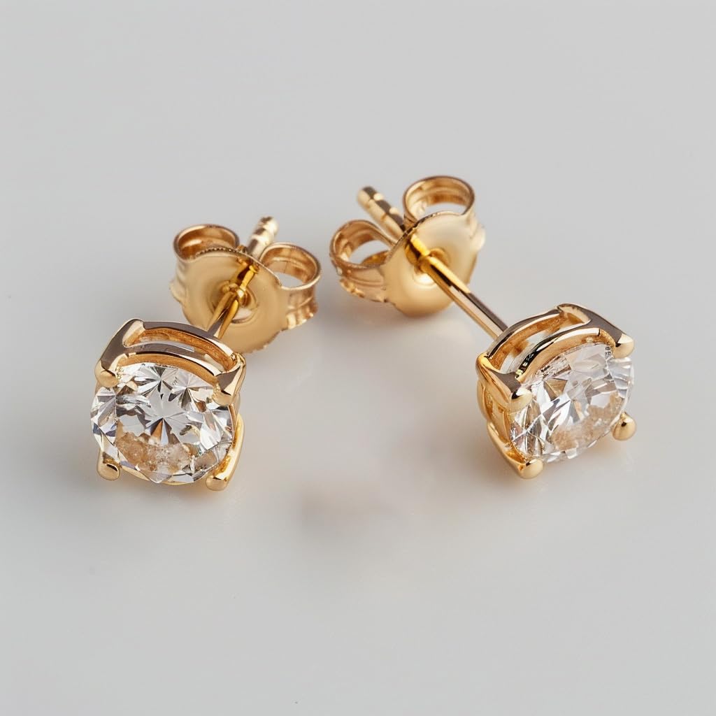 ERT 14K Gold Earring Backs - 6 Piece Replacement Yellow Gold Ear Locking for Stud Ear Rings 3 Pairs