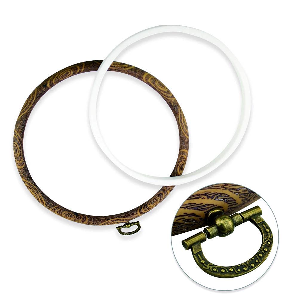 8'' Round Embroidery Hoops – 5PCS 20CM Imitated Wood Cross Stitch Hoop Frames for Needlepoint, DIY Sewing, and Craft Display