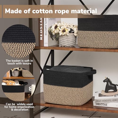 Goodpick Cube Storage Bins - Towel, Book, Cloth, Shoes, Closet Shelf Woven Baskets for Office, Baby Laundry, Toys, 13''x9.8''x9''