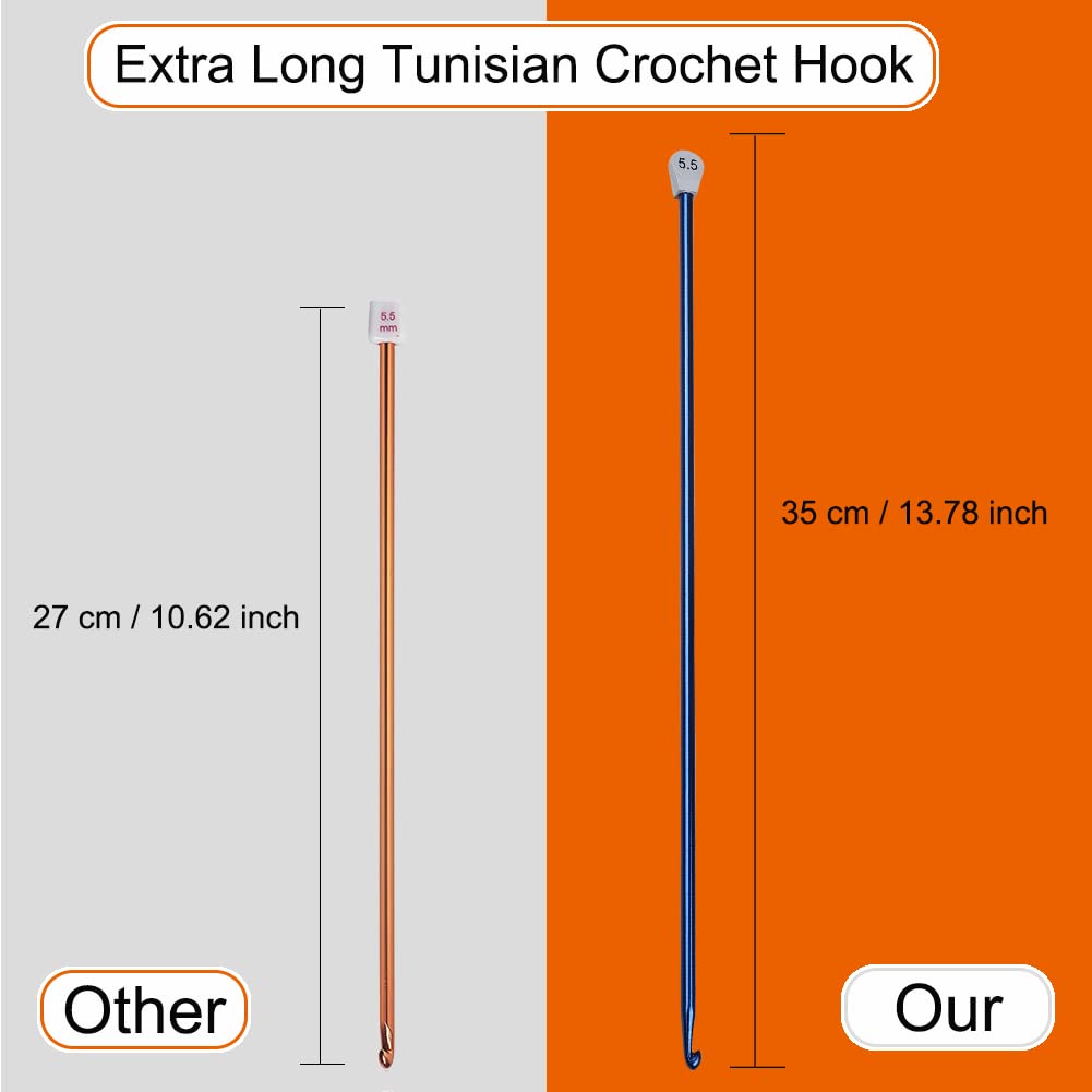 Crochet Hook Tunisian 5.5 mm (Size I), Aeelike Extra Long Afghan Hook Aluminum Light Weight for Beginners and Crochet Hooks Lovers