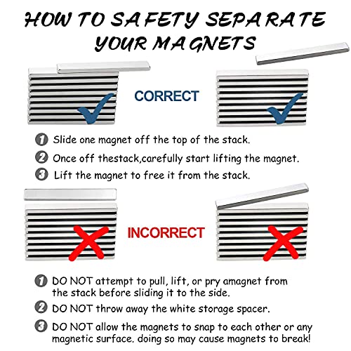 LOVIMAG Powerful Neodymium Bar Magnets, Rare Earth Metal Neodymium Magnet - 60 x 10 x 3 mm, Pack of 24
