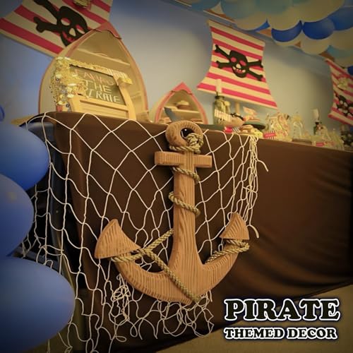 2 Pack Fish Net Decorations for Party,Natural Cotton Hawaiian Party Fishing Net Decorative, Nautical Themed Cotton Fishnet Under The Sea Pirate Party Ocean Beach Decor