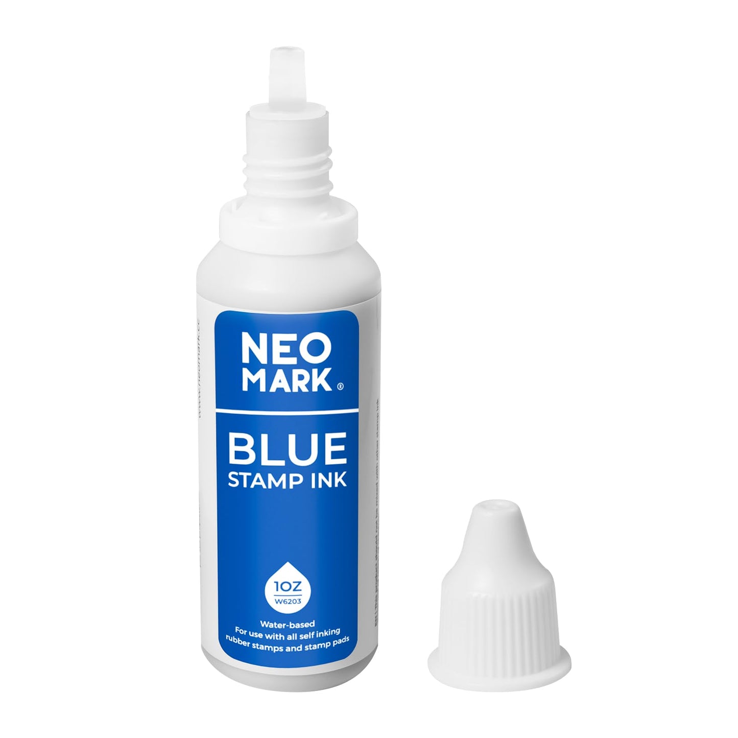 NEO MARK Premium Stamp Ink, Quick-Drying and AP-Certified Non-Toxic Refill Ink for Self-Inking Stamps, Date Stamps and Stamp Pads(Blue, 1oz)