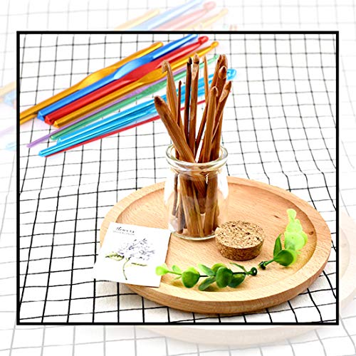 Glarks 24Pcs Crochet Hooks Set, 15Pcs 3 to 25 mm Wooden Bamboo Crochet Needle Knitting Hooks with 9Pcs 2 to 10 mm Aluminum 2-10 mm Handle Crochet Hooks for Sweater Hat Scarve Glove Knitted Weaving
